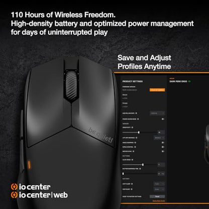 be quiet! Dark Mount Mechanical Keyboard and Dark Perk Ergo Wireless Gaming Mouse Bundle – Hot-Swappable Numpad, Display Keys, Silent Tactile Switches, 32,000 DPI Sensor, up to 110 Hours Battery Life
