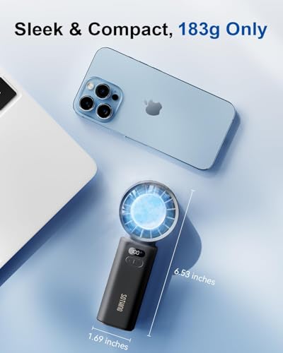 SOTHING 5000mAh Handheld Turbo Fan with Cooling Plate | Up to 15H Runtime, 100 Speeds control and 120° Foldable, 3-in-1 design for handheld, desk and neck use - size: 5000mAh Cooling Fan