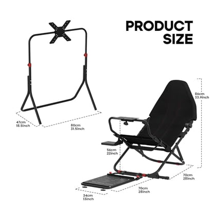 DIWANGUS Foldable Racing Simulator Cockpit with Seat and TV Mount | Adjustable Wheel Deck & Pedal Plate, Compact Storage, 90% Preassembled, Compatible with Logitech, MOZA, Thrustmaster, PS4