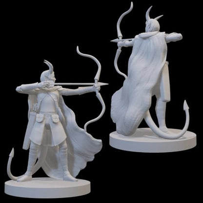 Ranger Miniatures for DND Pathfinder RPG Unpainted Resin 28mm-32mm 3D Printed (Tiefling Female Ranger 3) - style: Tiefling Female Ranger 3