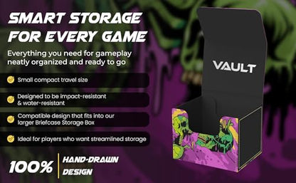 (Melting Skulls) 100% Hand-Drawn TCG/MTG 100+ Card Vault Deck Box - style: Melting Skulls