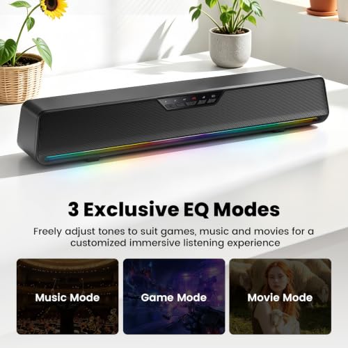 Computer Speakers for Desktop PC, Computer Sound Bar with Detachable Microphone,Gaming Speakers, Plug & Play, PC Speakers for Laptop, Tablet