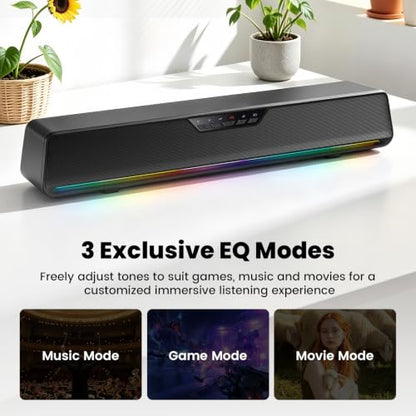 Computer Speakers for Desktop PC, Computer Sound Bar with Detachable Microphone,Gaming Speakers, Plug & Play, PC Speakers for Laptop, Tablet