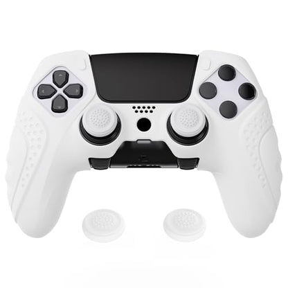 PlayVital Guardian Edition Anti-Slip Ergonomic Silicone Cover Case for ps5 Edge Controller, Soft Rubber Protector Skin for ps5 Edge Wireless Controller with Thumb Grip Caps - White - color: White
