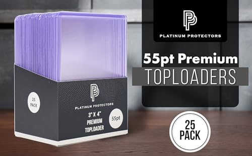 Platinum Protectors 55pt Toploaders Trading Card Protectors (25-Count) - Clear Hard Plastic Top Loader Sleeves for Autos, Refractors, etc