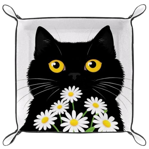 Black Cat Daisies Dice Tray Dice Rolling Tray Folding Dice Holder for Dice Games, Like RPG, DND and Other Table Games - color: Multi 5