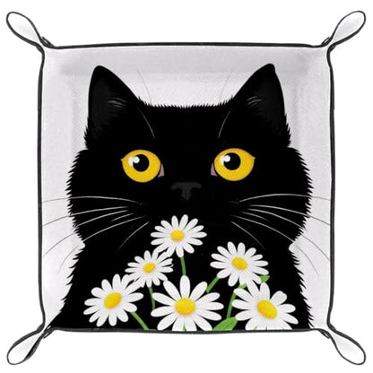 Black Cat Daisies Dice Tray Dice Rolling Tray Folding Dice Holder for Dice Games, Like RPG, DND and Other Table Games - color: Multi 5