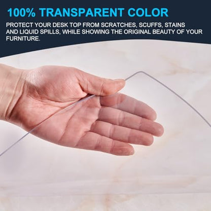 12x72" Transparent Table Cover Protector Writing Computer Desktop Protector Pad Carpet Floor Mat Plastic Table Top Cloths Clear Desk Cover Protector Rectangular Vinyl Table Pad for Dresser Side Table - size: 12"x72"