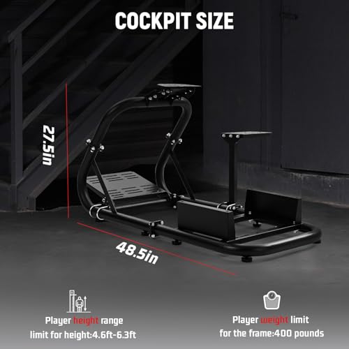 Dardoo Racing Simulator Cockpit Frame Fit for Logitech G27 G920 G923 G29, for Thrustmaster T300 T500, for Fanatec,Adjustable Driving Wheel Stand, Not Included Wheel,Pedal,Handbrake,Shifter & Seat
