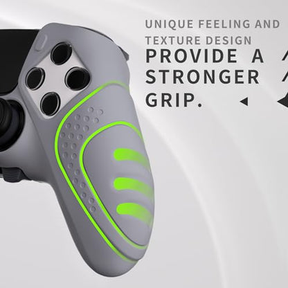 PlayVital Guardian Edition Anti-Slip Ergonomic Silicone Cover Case for ps5 Edge Controller, Soft Rubber Protector Skin for ps5 Edge Wireless Controller with Thumb Grip Caps - Metallic Gray - color: Metallic Gray