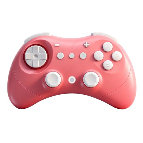 GuliKit Elves 2 Bluetooth Game Controller for Switch/Switch 2 Wake-up,PC & Android, Anti-Drift Hall Effect Joysticks Gamepad,1000Hz Polling Rate, Gyro & Turbo,Protective Cover, Compact for Small Hand - color: NS58-Pink