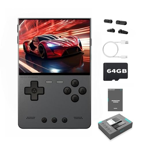 TRIMUI Brick Hammer Retro Handheld Game Console – Metal CNC Aluminum Alloy Body, 3.2" IPS Screen, 8GB Storage, Expandable to 1TB, Built-in 3000mAh Battery - style: Black-64G