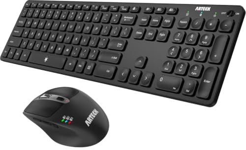 Arteck Universal Multi-Device Bluetooth Keyboard and Mouse Full Size Wireless Bluetooth Keyboard and Ergonomic Mouse Set for Windows, iOS, Android, Computer Desktop PC Laptop iPad Tablet Smartphone