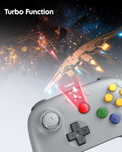 8Bitdo 64 Bluetooth Controller for Analogue 3D, Switch, Switch 2, Windows, Android – Hall Effect Joystick, Vibration, Turbo Function – Gray - color: Gray