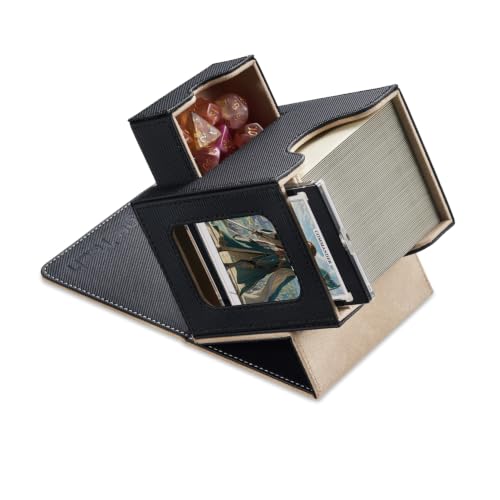 Mage Tech Card Deck Box for MTG Commander - Patented Design, Commander Display, Fits 100 Double-Sleeved Cards, 35pt Card Brick & Dice Tray - Black/Pale Gold - color: 2. Wealth (Black/Pale Gold)