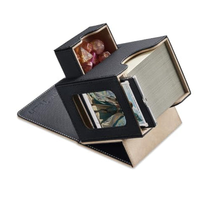 Card Deck Box for MTG Commander - Patented Design, Commander Display, Fits 100 Double-Sleeved Cards, 35pt Card Brick & Dice Tray - Black/Pale Gold - color: 2. Wealth (Black/Pale Gold)