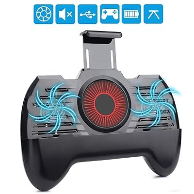 Mobile Phone Gamepad Controller, 4 in 1 Mobile Game Controller with Dual Cooling Fans, 2200mAh Power Bank, Ergonomic and Built-in Kickstand for Movies, Gaming, Video Chatting and More