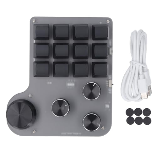 banapoy 12 Key Mechanical Gaming Keyboard, USB Mini One Handed Programming Macro Keypad with 4 Knobs BT 2.4G Keyboard for PC Laptop