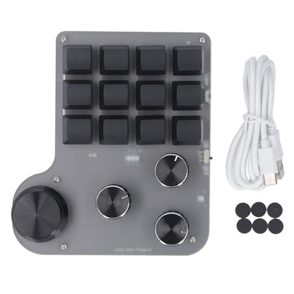 banapoy 12 Key Mechanical Gaming Keyboard, USB Mini One Handed Programming Macro Keypad with 4 Knobs BT 2.4G Keyboard for PC Laptop