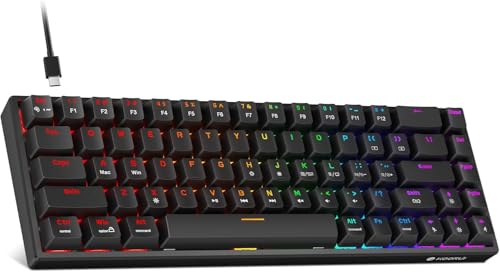 KOORUI 60% Mechanical Gaming Keyboard, Mixed Colors LED Backlit Ultra-Compact 68 Keys, Mini Wired Keyboard with Blue Switch for Windows Laptop PC/Mac OS/Xbox - color: Brown Switch