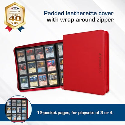 BCW Supplies 12-Pocket Z-Folio LX Trading Card Albums, Red - color: Red