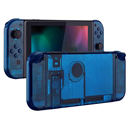 eXtremeRate DIY Replacement Shell Buttons for Nintendo Switch, Back Plate for Switch Console, Housing with Full Set Buttons for Joycon Handheld Controller - Clear Blue [No Electronics Parts] - color: Clear Blue