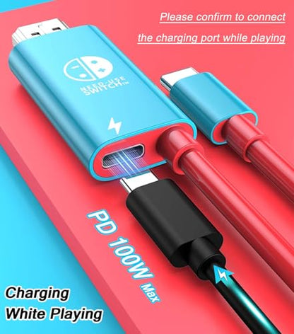 Portable Switch Dock 4K TV Adapter for Nintendo Switch/OLED, 2 in 1 USB C to HDMI Cable with PD 100W Charging Port - style: Cable