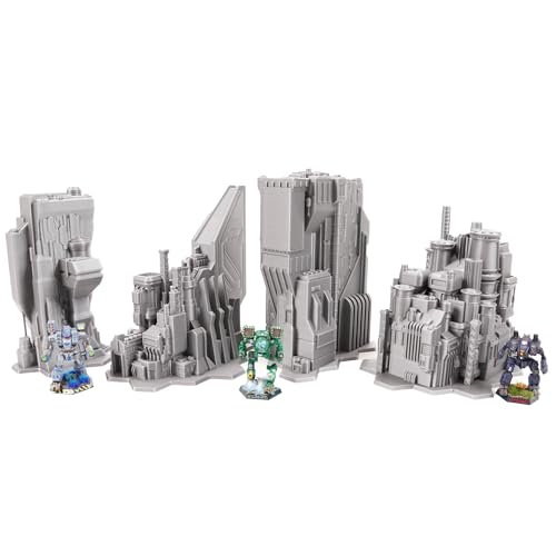 Tabletop Terrain 6mm Sci-Fi Cityscape Bundle 4 with Hexes for Miniatures Games Such as Epic Battletech Adeptus Titanicus (Bundle 4 with Hexes) - size: Bundle 4 with Hexes