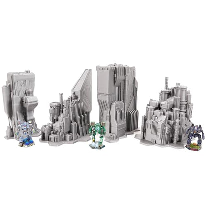 Tabletop Terrain 6mm Sci-Fi Cityscape Bundle 4 with Hexes for Miniatures Games Such as Epic Battletech Adeptus Titanicus (Bundle 4 with Hexes) - size: Bundle 4 with Hexes