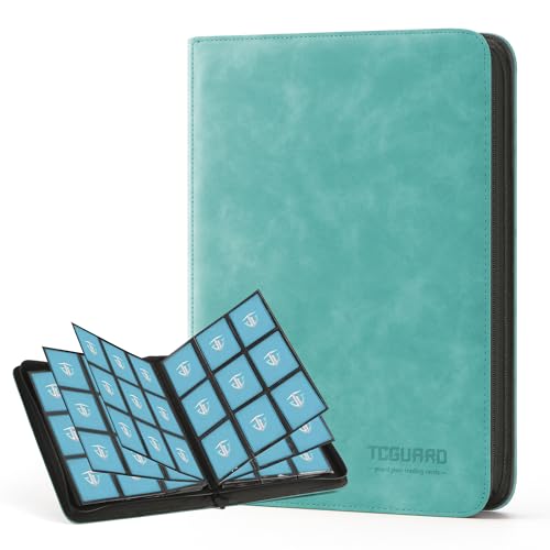 Trading Card Binder, 9 Side Loading Pocket Card Album Hold Up to 540 Cards, Zipper Binder for Cards Collection, TCG Card Holder for Game Card, Sports Card, Yugioh, MTG etc.(Green) - color: Green 9