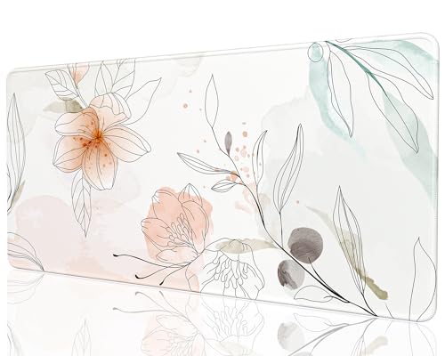 Desk Mat, 32" x 16" XXL Extended Large Gaming Mouse Pad, Desktop Decor Desk Pad, Cute Men Women Office Supplies and Accessories, XL Mouse Mat for Laptop & Keyboard, Watercolor Flowers - color: Watercolor Flowers, size: 32L x 16W inches