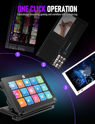 Stream Control Deck Macro Pad15 Keys Programmable Keypad RGB Macro Keyboard Stream Controller with 3-Step Adjustable Stand 500+Plugins&200+ Icons Wired Shortcut Keyboard for Streamers/Gamers/Designers - color: Black V293