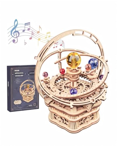 ROKR 3D Wooden Puzzles for Adults Mechanical Music Box-Starry Night, DIY Rotating Music Box Model Building Kits for Teens, DIY Crafts/Hobbies/Gifts Desk Decor for Boys Ages 14+ (Starry Night)