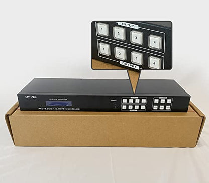MT-VIKI 4K HDMI Matrix Switch 4x4 with Audio Extraction +Web GUI+ Remote, Rack Mount Switcher & Splitter, 4K@30Hz, EDID, RS232, LAN Port, APP for Conference Room, Church (4 in 4 Out) - size: 4X4 4K30Hz