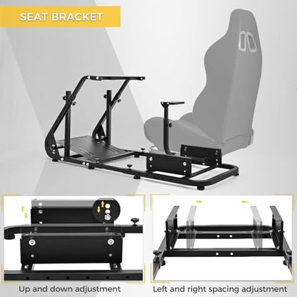 Marada Reinforced Stabilizing Racing Steering Wheel Cockpit Fit for Fanatec | for PXN, for Thrustmaster, for Logitech Device Adjustable Driving Simulator Stand, Wheel Pedal Handbrake Not Included