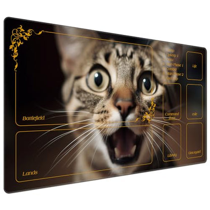 DEGDFSGR Magic The Gathering Playmat 24 x 14 inches, Surprised Cat Cute Cat - color: Surprised Cat Cute Cat, size: 24" x 14"