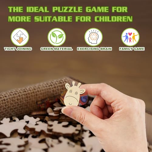 Wooden Puzzles for Kids Ages 4-6 - Giraffe Puzzle (11.4 x 11.4 in) - 50 Piece Puzzles for Kids - All Pieces Unique Shape - Gifts for Boys Girls Toddlers Ages 3-5 2-4 Year Old - color: Cute Giraffe