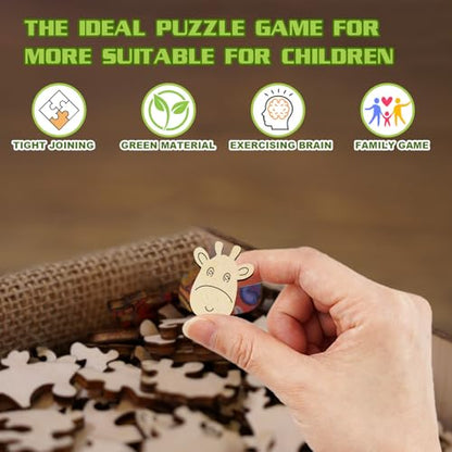 Wooden Puzzles for Kids Ages 4-6 - Giraffe Puzzle (11.4 x 11.4 in) - 50 Piece Puzzles for Kids - All Pieces Unique Shape - Gifts for Boys Girls Toddlers Ages 3-5 2-4 Year Old - color: Cute Giraffe