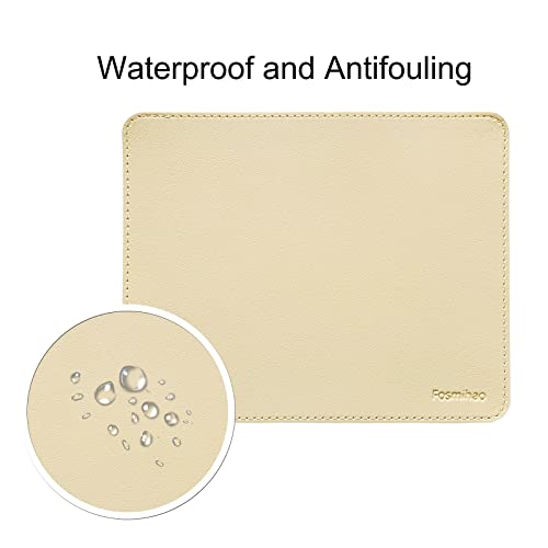 Leather Mouse Pad - Wood Mouse Pad, Double Side Mouse Pad with Stitched Edge, Waterproof Ultra Thin Mouse Pad for Computers, Laptop, Office & Home, 10.2 x 8.3 Inch, 1 Pack (Beige) - color: Beige