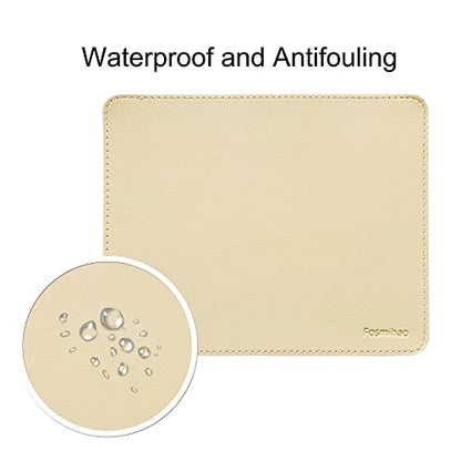 Leather Mouse Pad - Wood Mouse Pad, Double Side Mouse Pad with Stitched Edge, Waterproof Ultra Thin Mouse Pad for Computers, Laptop, Office & Home, 10.2 x 8.3 Inch, 1 Pack (Beige) - color: Beige