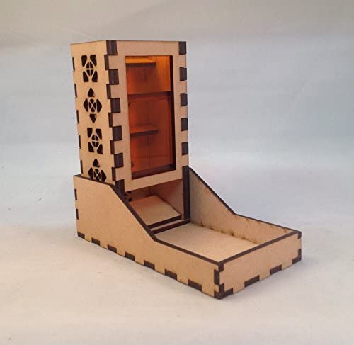 Mini Dice Tower v1 Amber Acrylic Window Laser Cut MDF Unique Fast Shipping