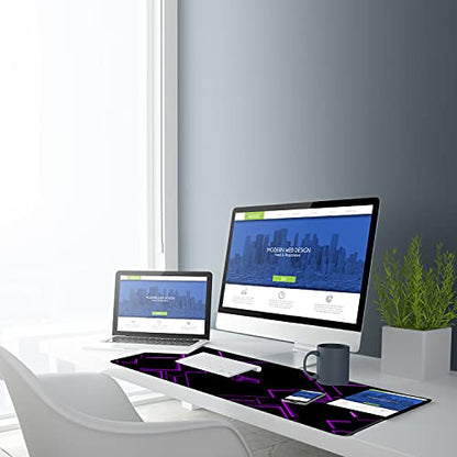 TEDNETGO Large Extended Gaming Mouse Pad, Long Mouse Pads, Extra Large Big Mouse Pad with Stitched Edge, XXL Non-Slip Computer Computer Keyboard Mat for Gamer/Desktop/Office/Home, Purple - color: Purple, size: 31.5L x 15.7W inches