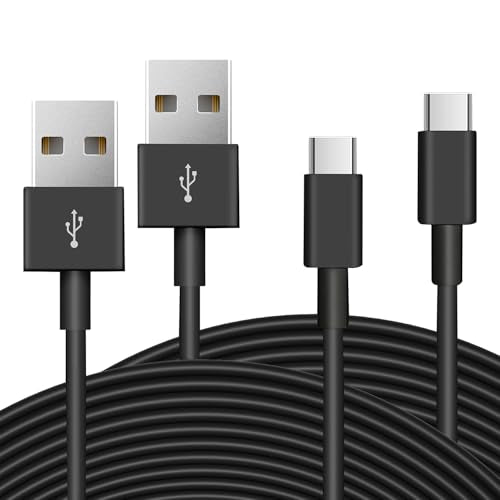 2 Pack 16.4ft/5M Long USB C Cable, Charging and Data Transfer, Durable USB A to USB C Power Charging Replacement Cord for Home Security Cameras, Phones, Switch Pro Controllers and More Devices-Black - color: Black, size: 16.4ft × 2