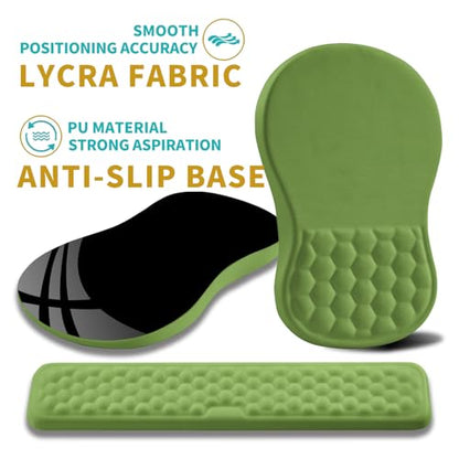 Hokafenle 2 in 1 Ergonomic Mouse Pad Wrist Support & Wrist Rest for Computer Keyboard Set, with Relieve Carpal Tunnel Pain Massage Bulge and Full Memory Gel Design (2In1 Set, Grass Green) - color: Hk018-grass Green