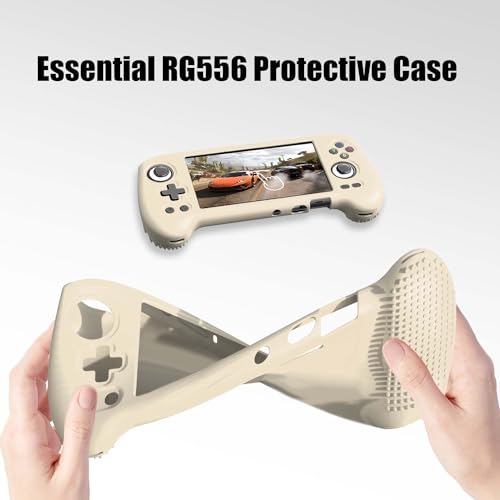 Silicone Protective Case for RG556, Only Compatible with Anbernic RG 556 Handheld Game Console Anti-Scratch Washable Soft Skin Case (White) - color: Off White
