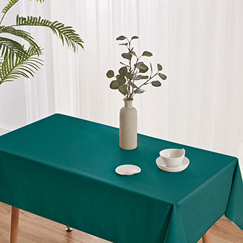 NLMUVW Teal Square Vinyl Tablecloth, 100% Waterproof Oil Proof PVC Table Cloth Wipe Clean Table Cover for Kitchen Dining Picnic, 48 x 48 Inch - color: Teal, size: 48" x 48" (Square)