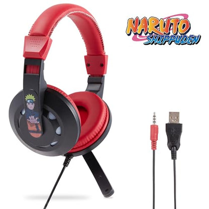 Naruto Gaming Headset with Mic, Wired Headphones, Microphone, LED Lights | Naruto wired gaming headset, mic, LED lights, padded over-ear comfort, enhanced audio, PC gaming setup. - color: Naruto