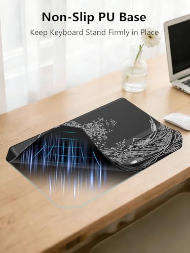 2-in-1 Ergonomic Keyboard Stand with Wrist Rest, Comfy Keyboard Riser Holder with Massage Design, Black Wave of Kanagawa - color: Black Wave