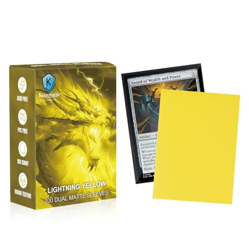 Lightning Yellow Dual Matte Card Sleeves, Katomula Card Sleeves for MTG, Standard Card Sleeve for MTG, PKM, Flesh & Blood - color: Lightning Yellow