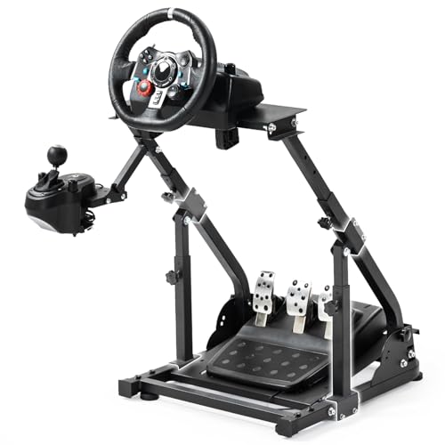 Anman Strengthen Stability Racing Wheel Stand fit for Logitech/Thrustmaster/PC/Fanatec G27,G29,G920,G923,T150,T248,T300,TMX,Upgrade Steering Shifter Mount Cockpit,Wheel Shifter Pedals NOT Included